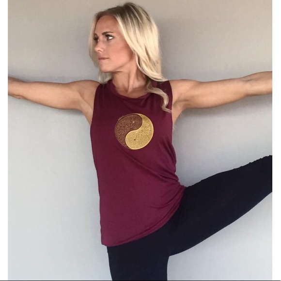 • {slightly Buddha} Maroon Balance Yoga Tank • - Picture 3 of 5